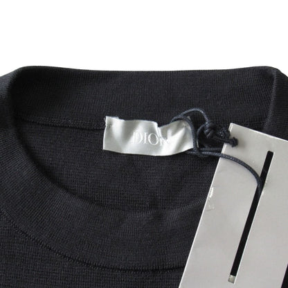 Dior Wool Silk Knit Sweater Top Long Sleeve Logo Patch Archive XS Black — view 7