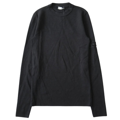 Dior Wool Silk Knit Sweater Top Long Sleeve Logo Patch Archive XS Black