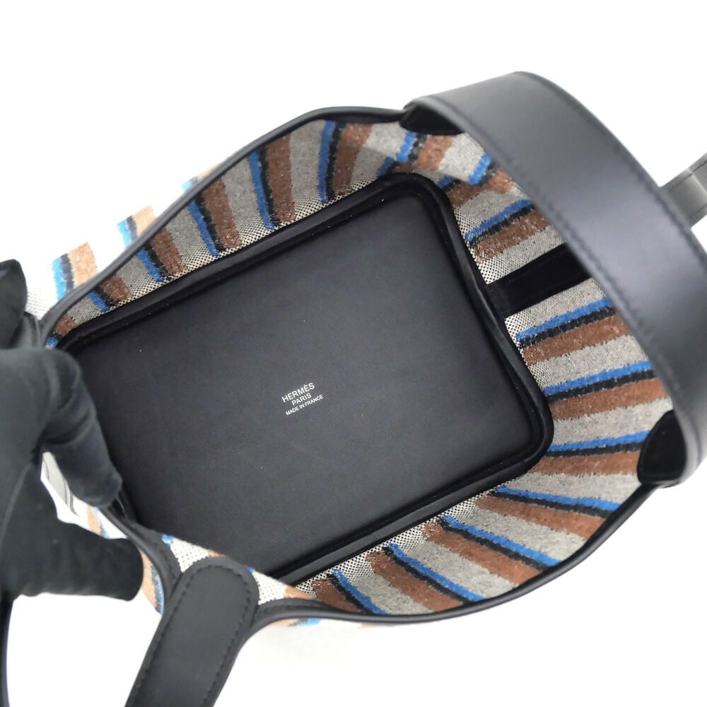 Hermes Picotin Lock PM Couverture Toile Ash Swift Black Ecru Brown Blue Silver — view 7