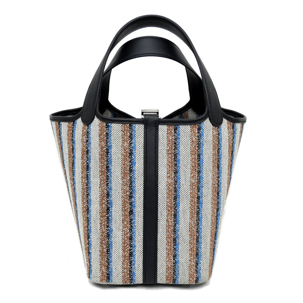 Hermes Picotin Lock PM Couverture Toile Ash Swift Black Ecru Brown Blue Silver — view 2