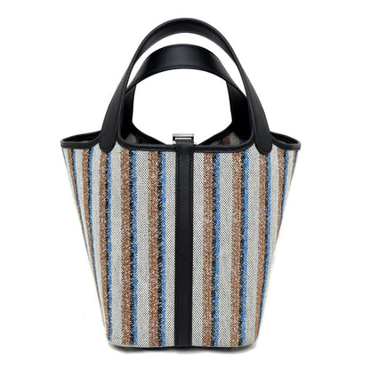 Hermes Picotin Lock PM Couverture Toile Ash Swift Black Ecru Brown Blue Silver — view 2