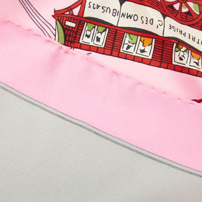 Hermes Carre 90 Jeu Des Omnibus ET Dames Blanches and Game Scarf Pink Silk — view 5