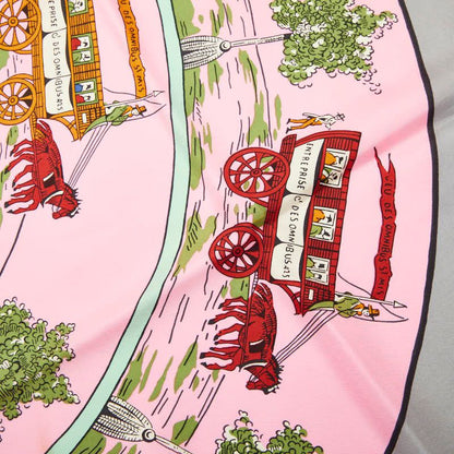 Hermes Carre 90 Jeu Des Omnibus ET Dames Blanches and Game Scarf Pink Silk — view 2