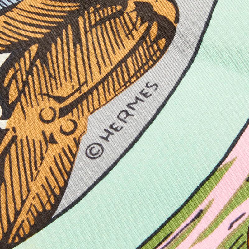 Hermes Carre 90 Jeu Des Omnibus ET Dames Blanches and Game Scarf Pink Silk — view 6