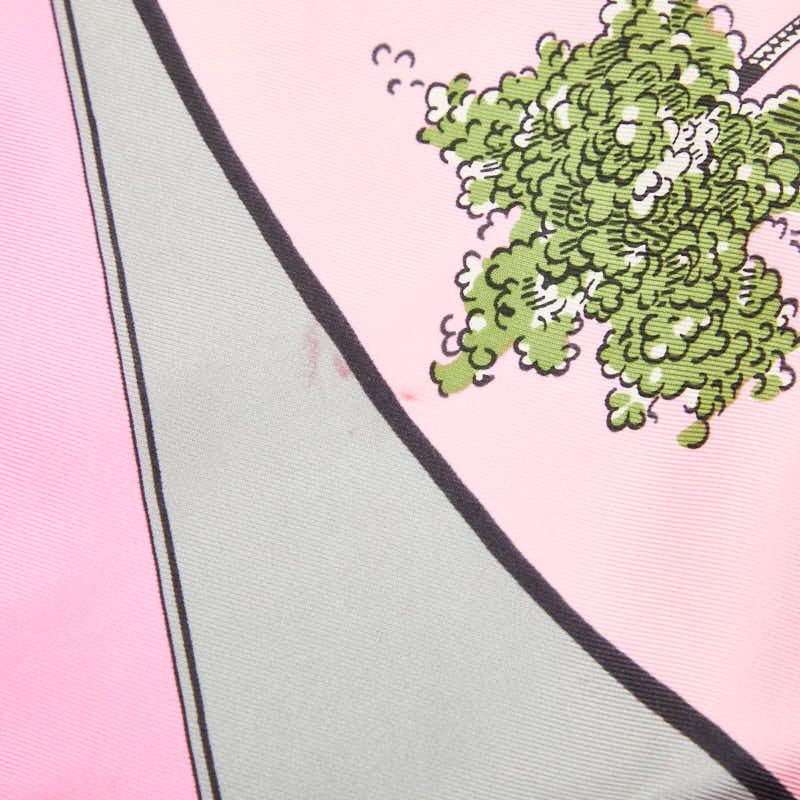 Hermes Carre 90 Jeu Des Omnibus ET Dames Blanches and Game Scarf Pink Silk — view 3