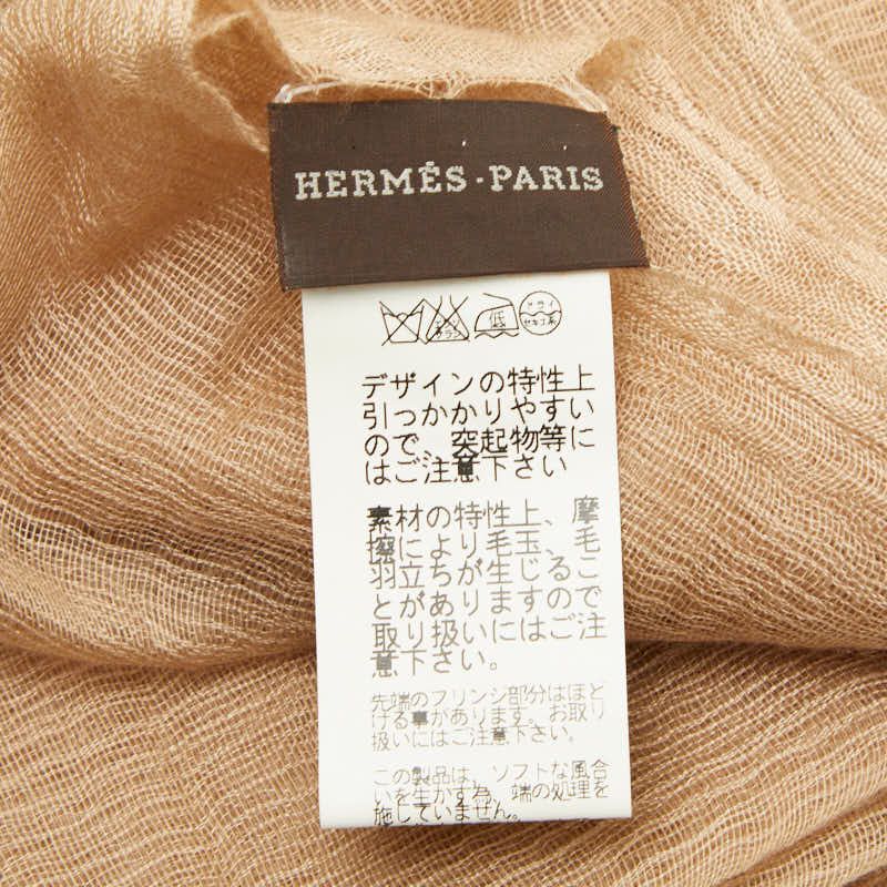 Hermes Shawl Beige Cashmere Silk Scarf — view 4