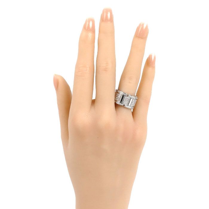 Cartier 18k White Gold Tank Francaise LM Ring Diamond — view 7
