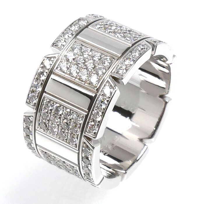 Cartier 18k White Gold Tank Francaise LM Ring Diamond — view 2