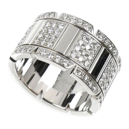 Cartier 18k White Gold Tank Francaise LM Ring Diamond