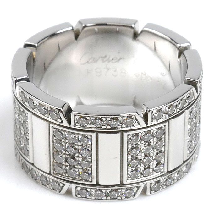 Cartier 18k White Gold Tank Francaise LM Ring Diamond — view 3