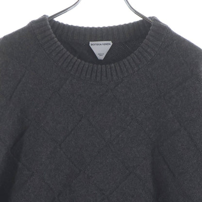 Bottega Veneta Intrecciato Color Cut Replacement Long Sleeve Knit Gray Sweater — view 3