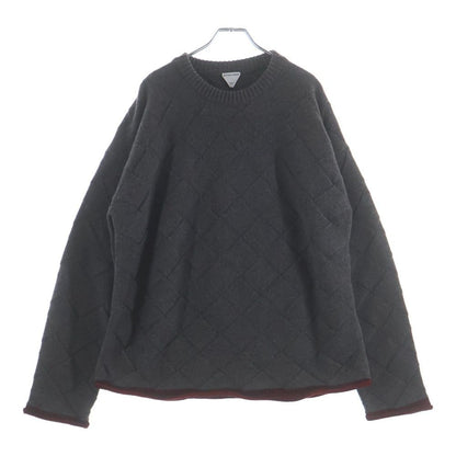 Bottega Veneta Intrecciato Color Cut Replacement Long Sleeve Knit Gray Sweater