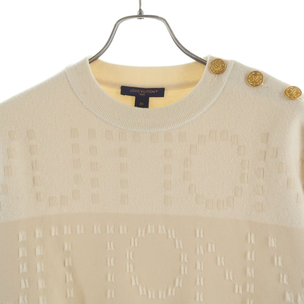 Louis Vuitton Chunky Knit Striped Wool Crew Neck Long Sleeve Sweater Shoulder — view 3