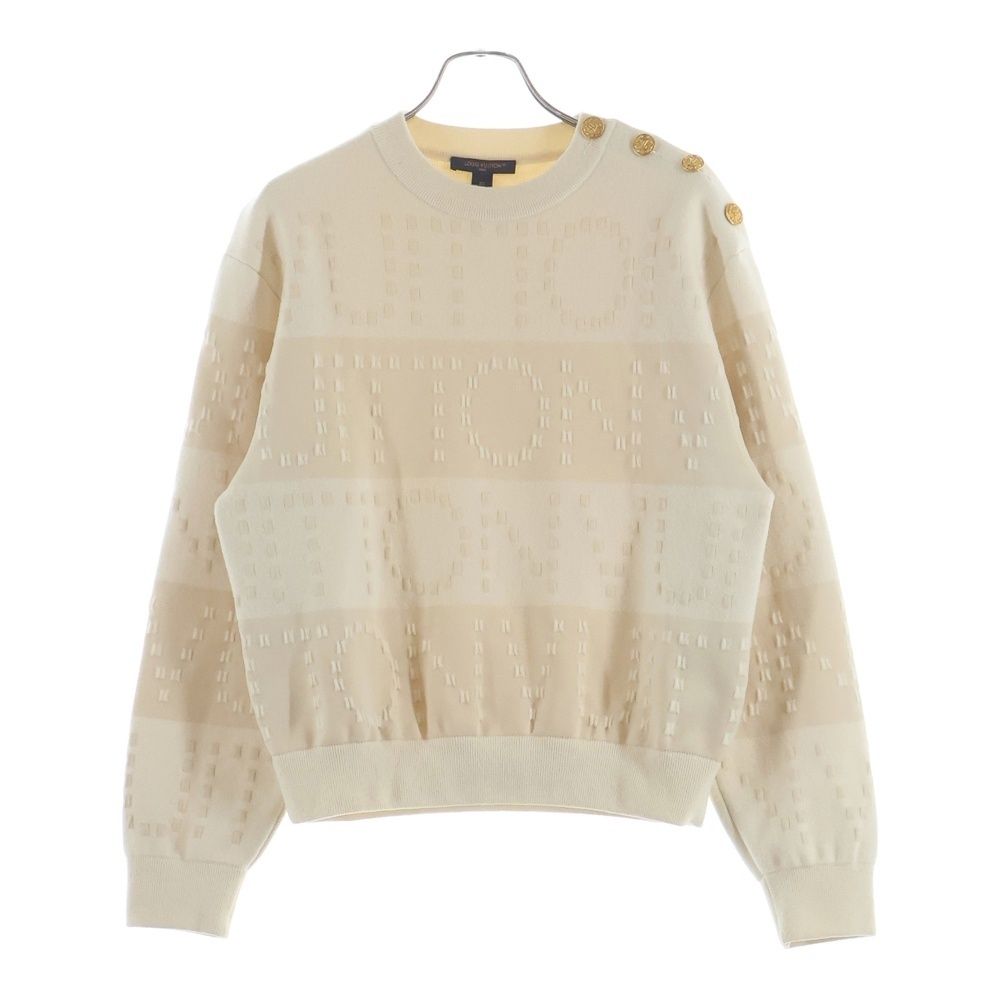 Louis Vuitton Chunky Knit Striped Wool Crew Neck Long Sleeve Sweater Shoulder