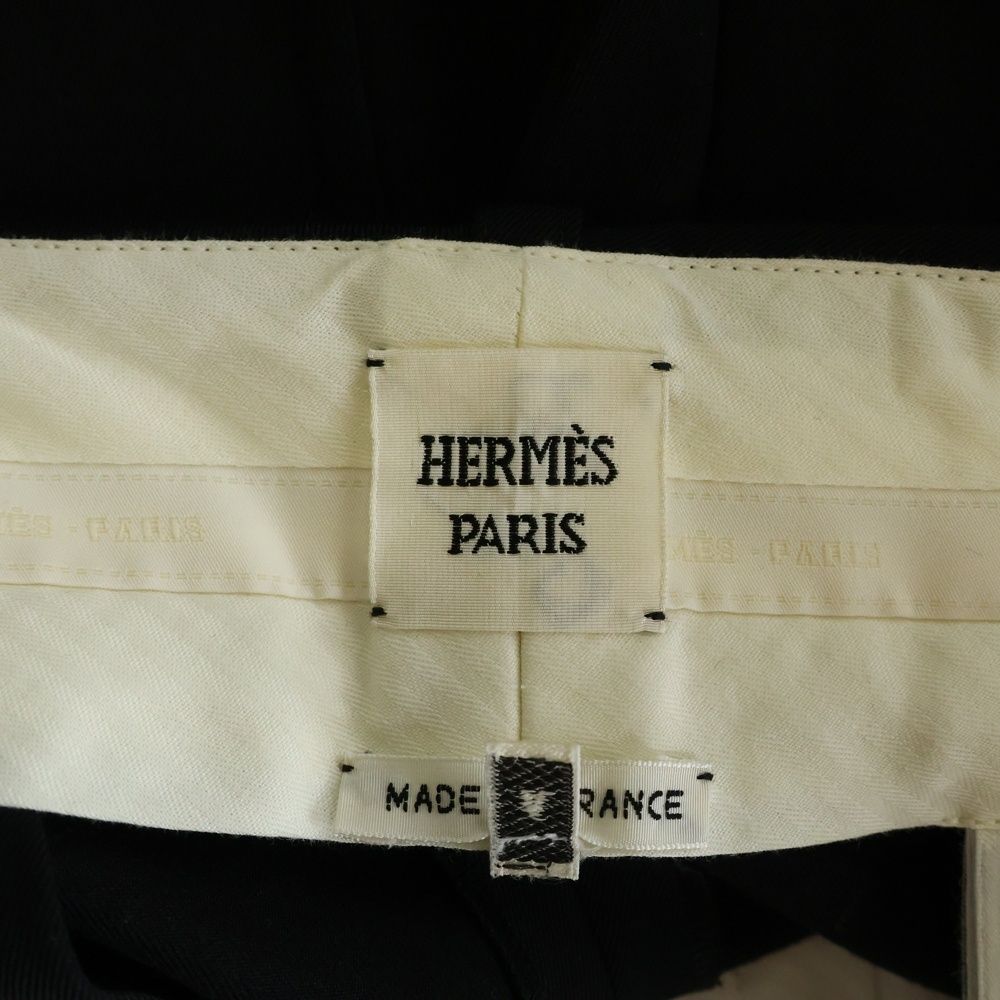 Hermes Wool Pleats Sarouel Pants Shorts Black — view 6