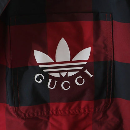 Gucci Adidas Buffalo Check Nylon Cape Coat Black Red — view 5