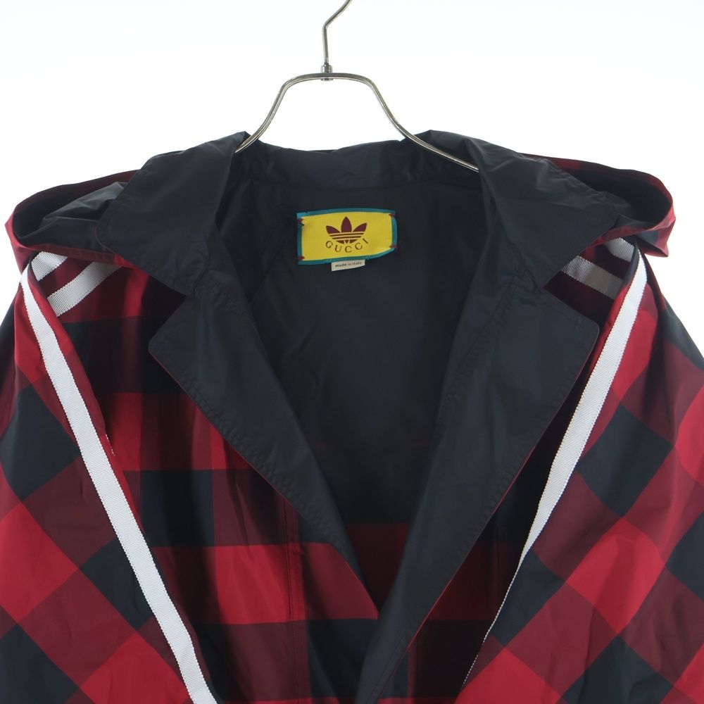 Gucci Adidas Buffalo Check Nylon Cape Coat Black Red — view 3