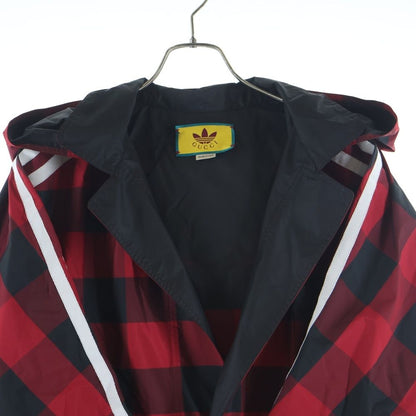 Gucci Adidas Buffalo Check Nylon Cape Coat Black Red — view 3