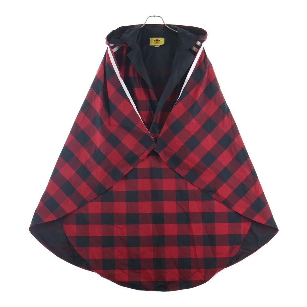 Gucci Adidas Buffalo Check Nylon Cape Coat Black Red