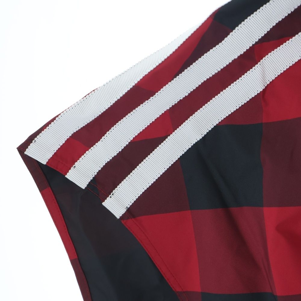 Gucci Adidas Buffalo Check Nylon Cape Coat Black Red — view 4