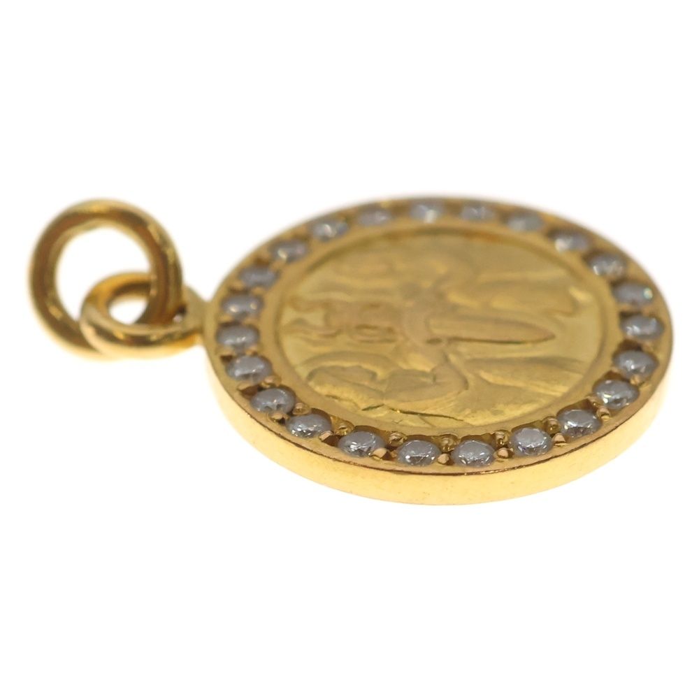 Chrome Hearts 22k Chrm Angl Mdl P Dia Angel Medal Pave Diamond Pendant Top Gold — view 3