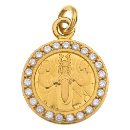 Chrome Hearts 22k Chrm Angl Mdl P Dia Angel Medal Pave Diamond Pendant Top Gold
