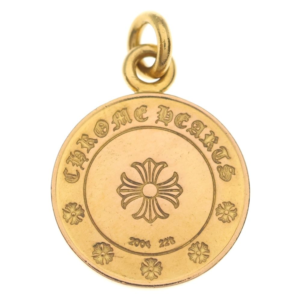 Chrome Hearts 22k Chrm Angl Mdl P Dia Angel Medal Pave Diamond Pendant Top Gold — view 2
