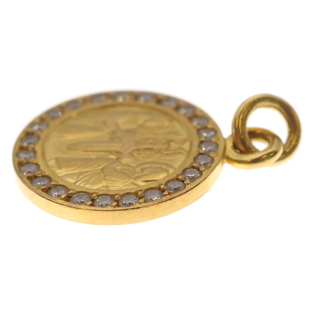 Chrome Hearts 22k Chrm Angl Mdl P Dia Angel Medal Pave Diamond Pendant Top Gold — view 4
