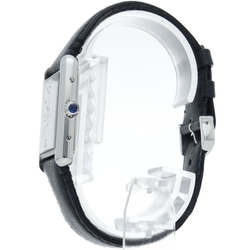 Cartier Tank Mast LM Watch Solar Beat Box SS Leather Silver Polished — view 3