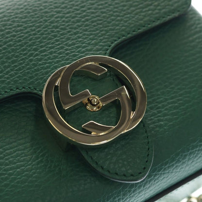 Gucci Interlocking Shoulder Bag Chain Green Leather Gold — view 5