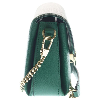 Gucci Interlocking Shoulder Bag Chain Green Leather Gold — view 3