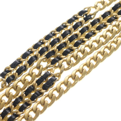 Chanel Quilted Chain Wallet Caviar Leather Shoulder Bag Gold Black Plate — view 5
