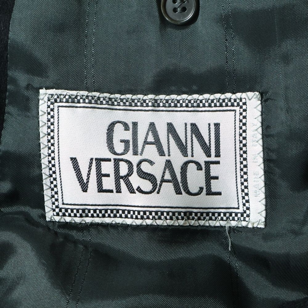 Versace Gianni Wool Cashmere Gold Button Tailored Jacket Black — view 7