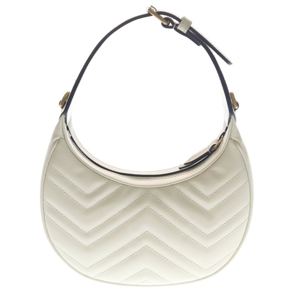 Gucci GG Marmont Half Moon Shoulder Bag Leather Chain Ivory — view 2