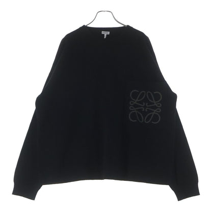 Loewe Anagram Pocket Sweater Logo Crew Neck Cotton Knit Black