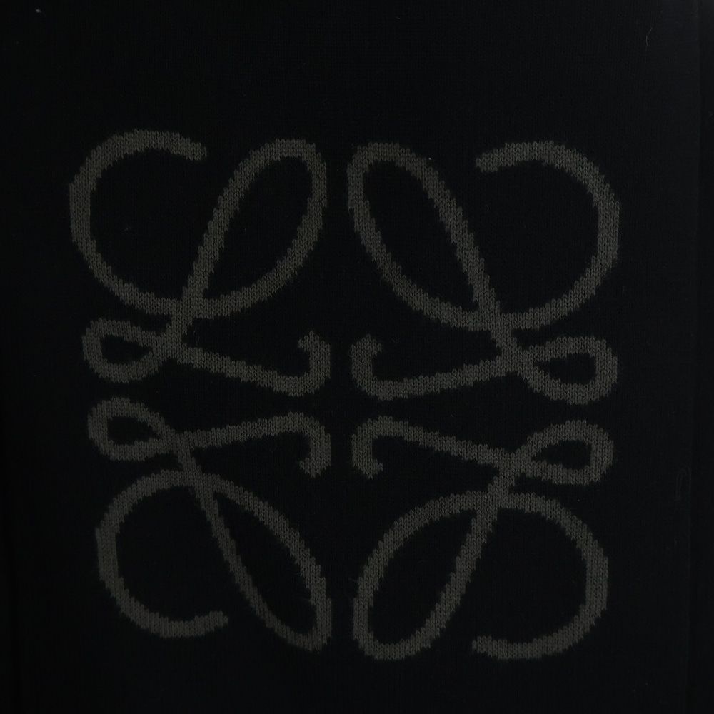 Loewe Anagram Pocket Sweater Logo Crew Neck Cotton Knit Black — view 5