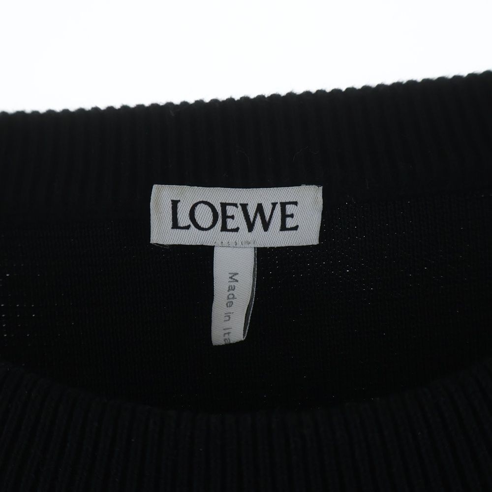 Loewe Anagram Pocket Sweater Logo Crew Neck Cotton Knit Black — view 7