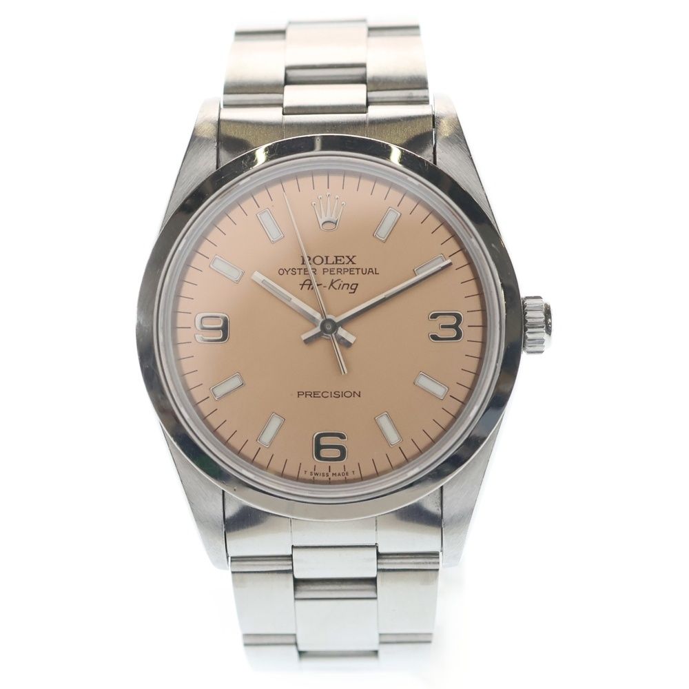 Rolex Air King Pink Dial Automatic Watch Silver