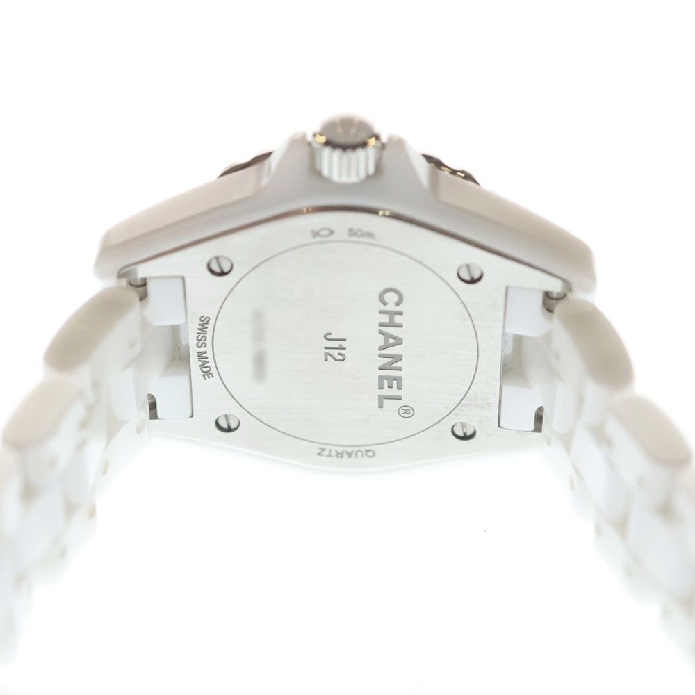 Chanel Shell Dial Bezel Diamond Watch White Line Stone Ce SS Quartz — view 5