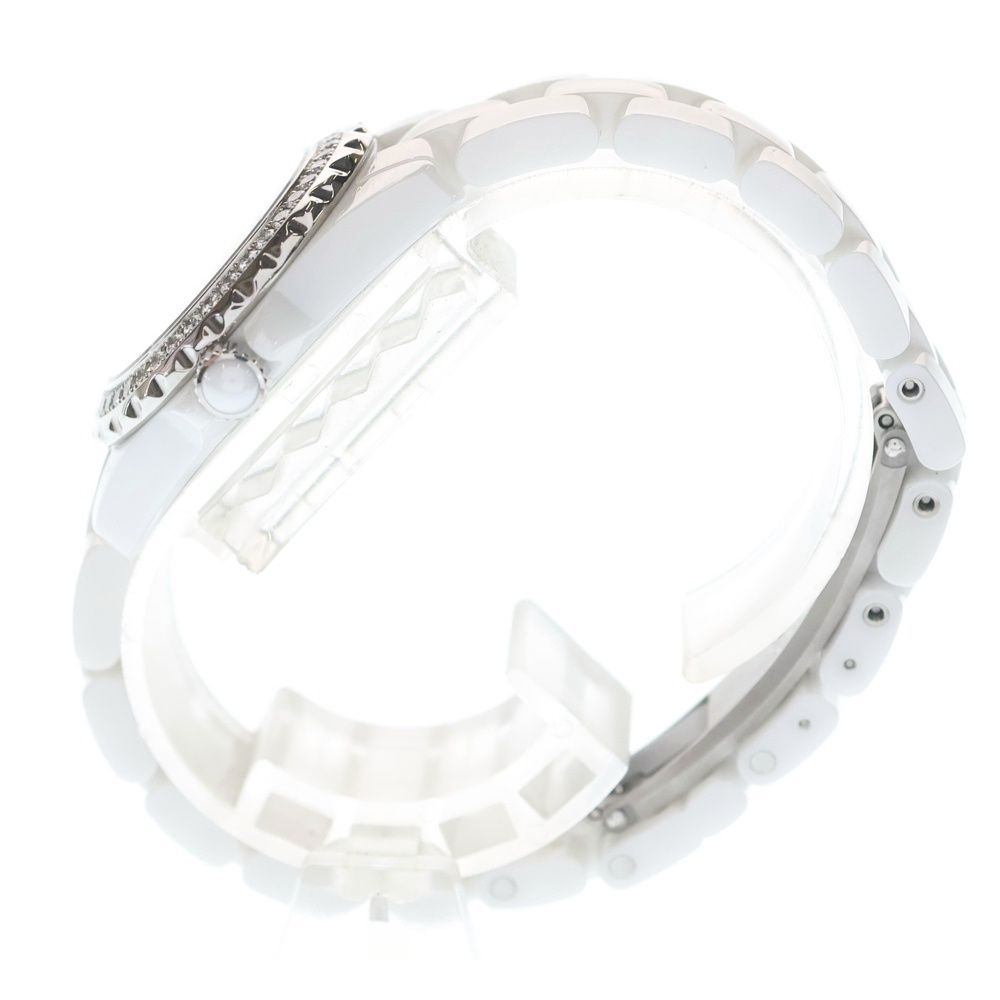 Chanel Shell Dial Bezel Diamond Watch White Line Stone Ce SS Quartz — view 3