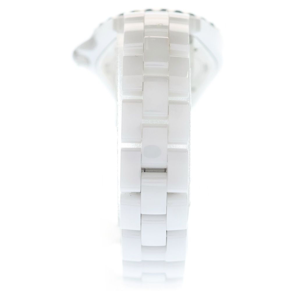 Chanel Shell Dial Bezel Diamond Watch White Line Stone Ce SS Quartz — view 2