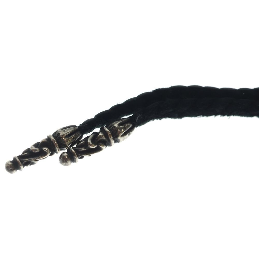 Chrome Hearts Leather Braid Scroll Necklace Black Silver — view 4