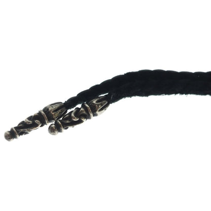 Chrome Hearts Leather Braid Scroll Necklace Black Silver — view 4