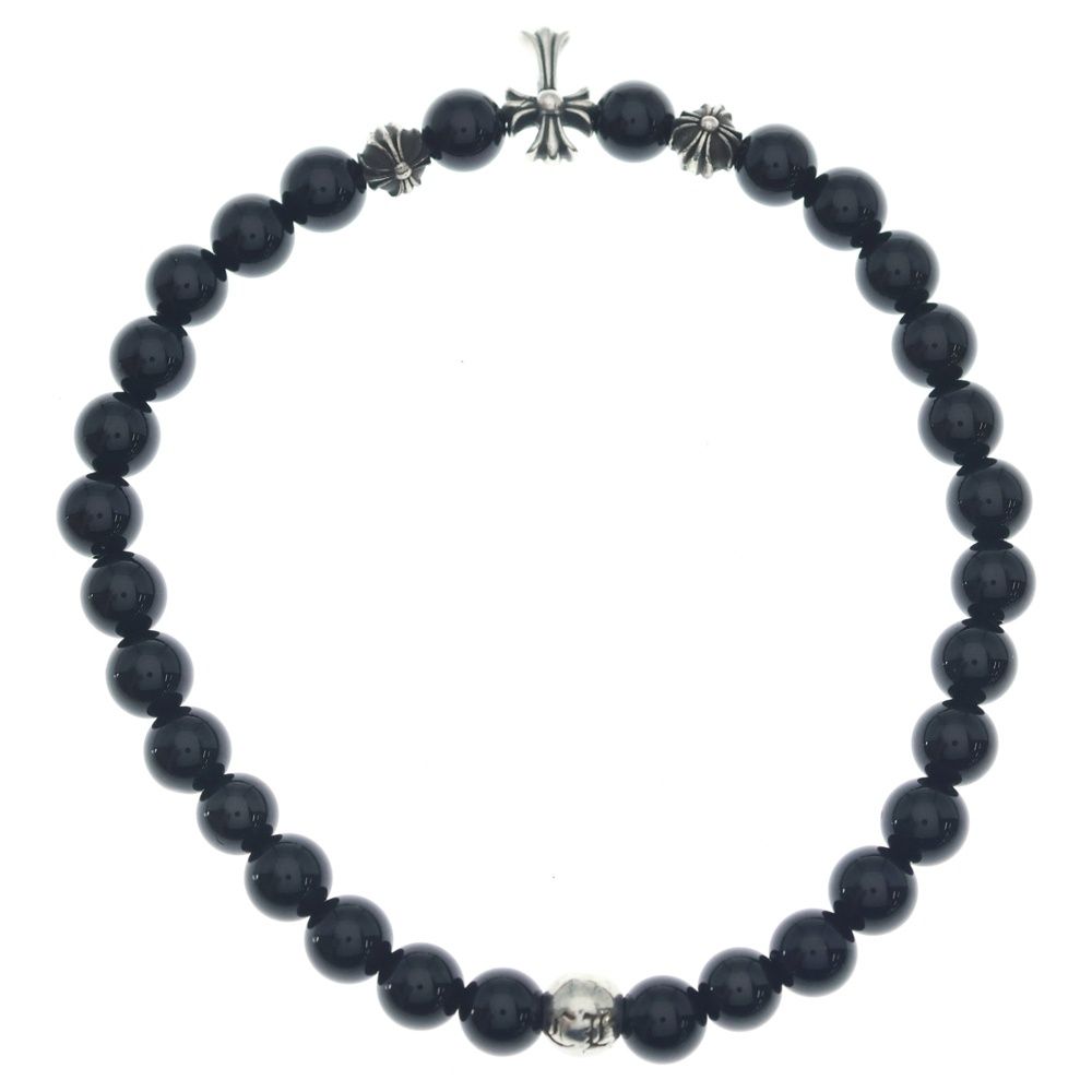 Chrome Hearts 6 mm Bead 6 mm Beads Breath Fat Cross Black Silver Bracelet — view 2
