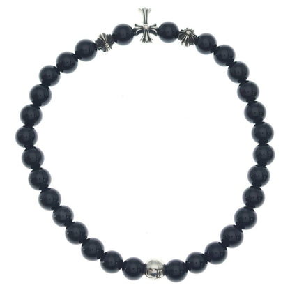 Chrome Hearts 6 mm Bead 6 mm Beads Breath Fat Cross Black Silver Bracelet — view 2