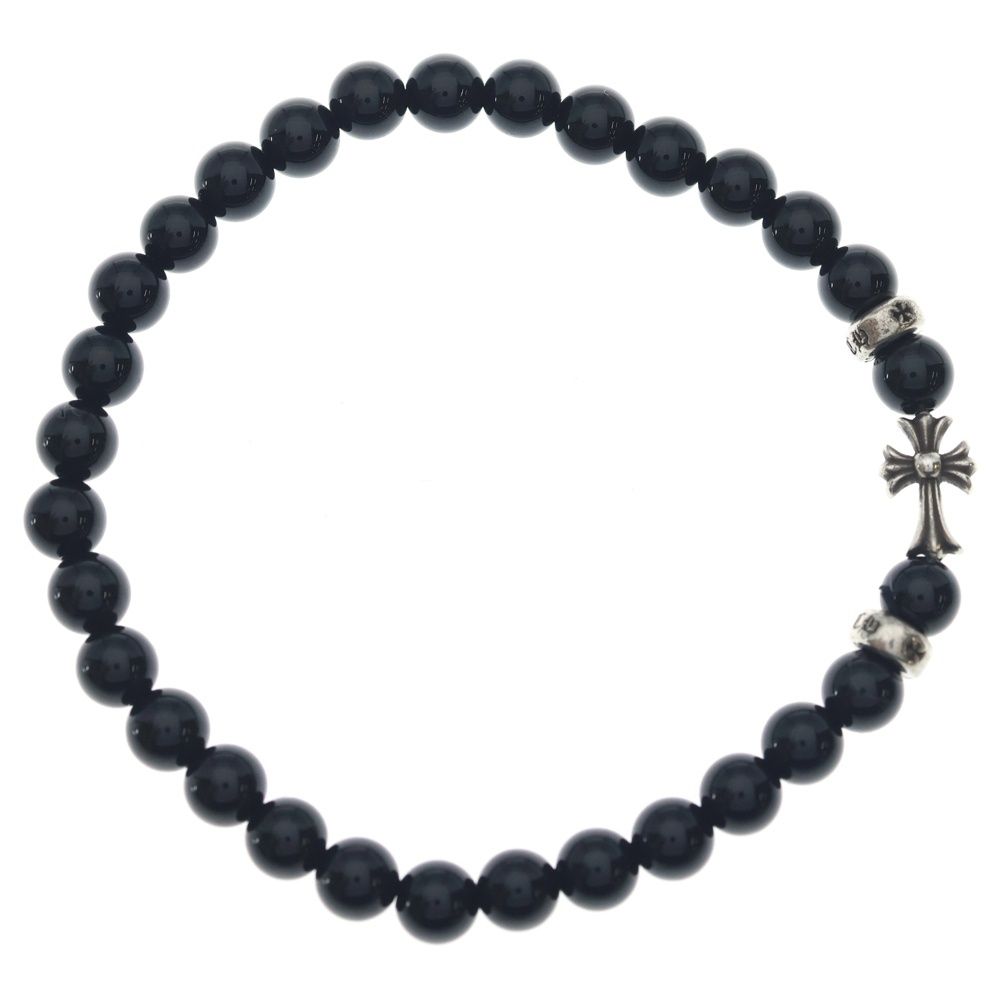 Chrome Hearts 6 mm Bead 6 mm Beads Breath Fat Cross Black Silver Bracelet — view 2
