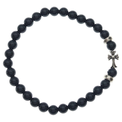 Chrome Hearts 6 mm Bead 6 mm Beads Breath Fat Cross Black Silver Bracelet — view 2