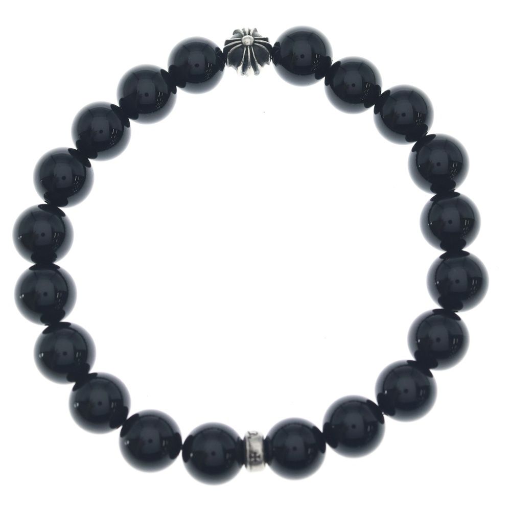 Chrome Hearts 10 mm Bead Bracelet Cross Ball Black Silver — view 2