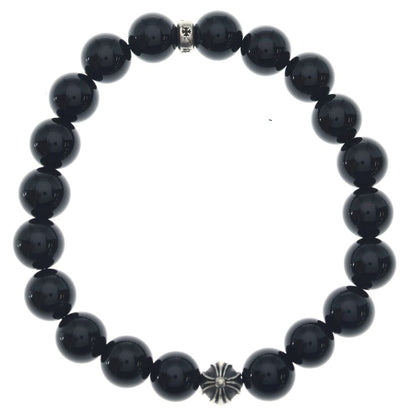 Chrome Hearts 10 mm Bead Bracelet Cross Ball Black Silver
