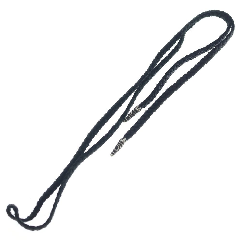 Chrome Hearts Leather Braid Scroll Necklace Black Silver — view 2